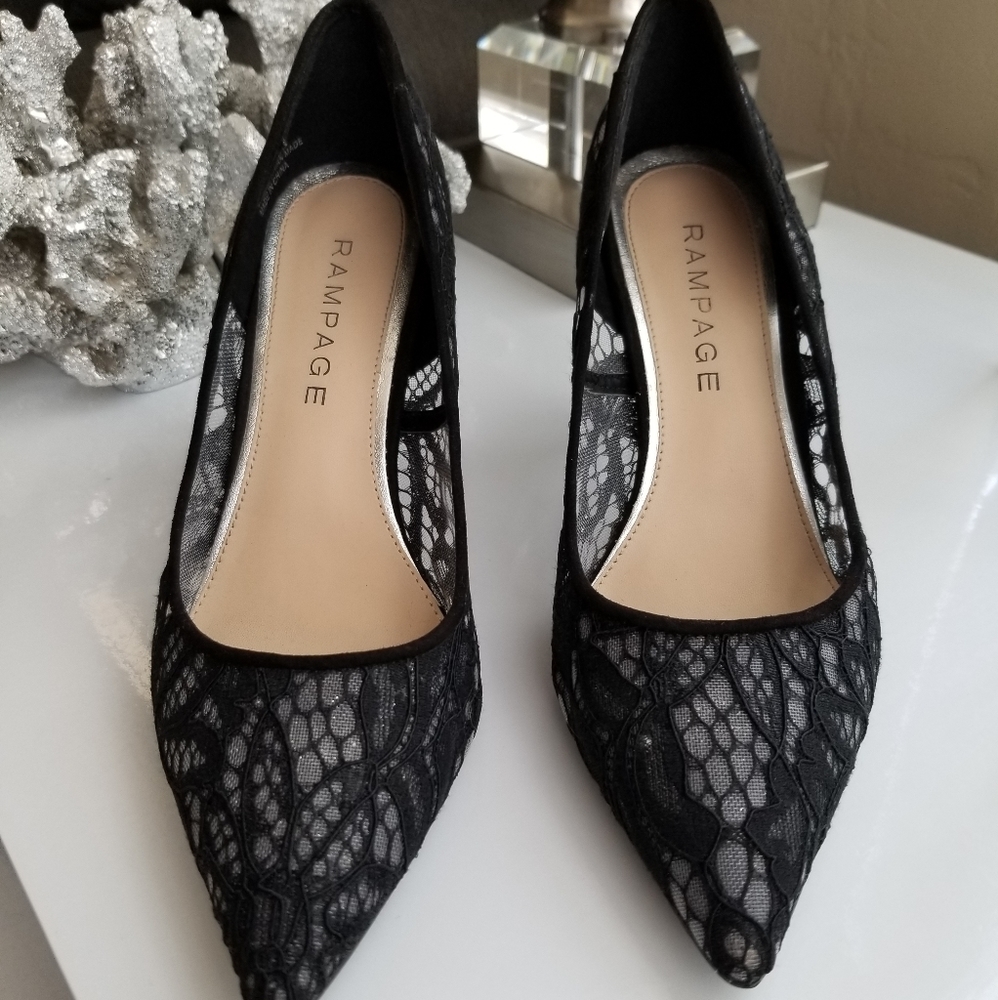 Rampage Black Lace Heels